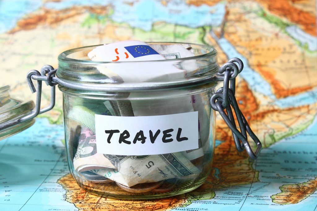 Travel savings on top of map