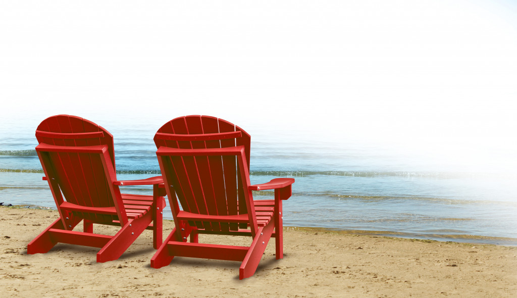 red beach chairs
